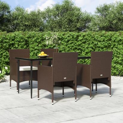 Set de servit masa pentru grădină, 5 piese, maro și negru GartenMobel Dekor