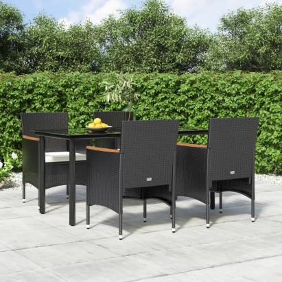 Set de masă pentru grădină, 5 piese, cu perne, negru GartenMobel Dekor
