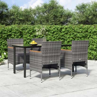 Set de servit masa pentru grădină, 5 piese, gri și negru GartenMobel Dekor