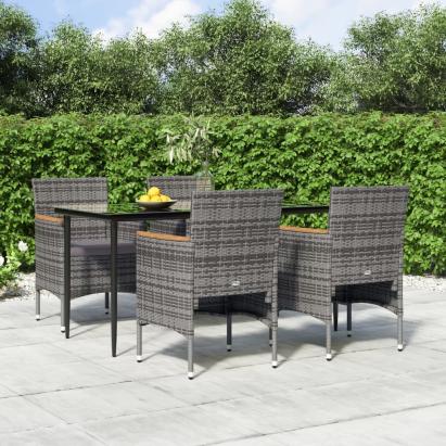 Set de servit masa pentru grădină, 5 piese, gri și negru GartenMobel Dekor