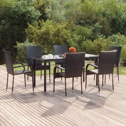 Set mobilier de grădină, 7 piese, negru, poliratan GartenMobel Dekor