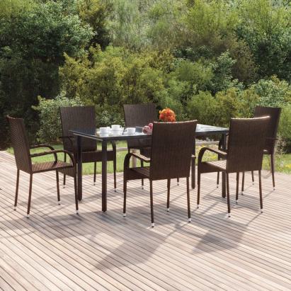 Set mobilier de grădină, 7 piese, maro, poliratan GartenMobel Dekor