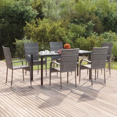Set mobilier de grădină, 7 piese, gri, poliratan GartenMobel Dekor