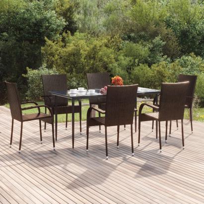 Set mobilier de grădină, 7 piese, maro, poliratan GartenMobel Dekor