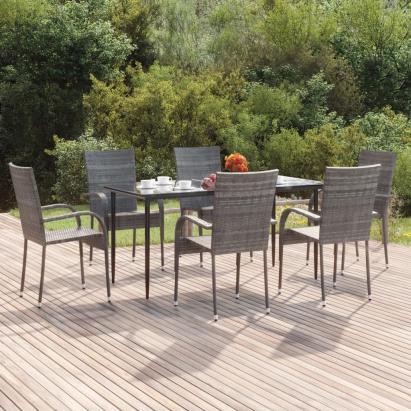 Set mobilier de grădină, 7 piese, gri, poliratan GartenMobel Dekor