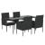 Set mobilier de grădină cu perne, 5 piese, negru, poliratan GartenMobel Dekor