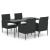 Set mobilier de grădină cu perne, 5 piese, negru, poliratan GartenMobel Dekor