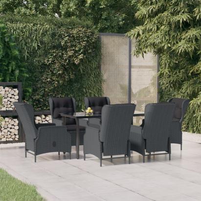 Set mobilier de grădină, 7 piese, gri închis, poliratan GartenMobel Dekor