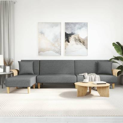Canapea extensibilă în formă de L gri 279x140x70 cm textil GartenMobel Dekor