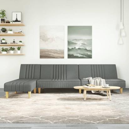 Canapea extensibilă în formă de L gri 255x140x70 cm textil GartenMobel Dekor