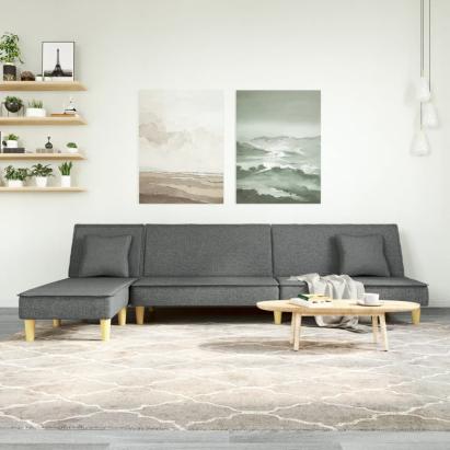 Canapea extensibilă în formă de L gri 255x140x70 cm textil GartenMobel Dekor