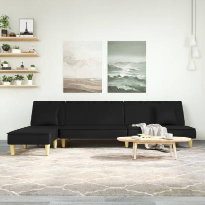 Canapea extensibilă în formă de L negru 255x140x70 cm textil GartenMobel Dekor