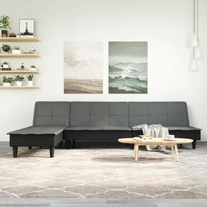 Canapea extensibilă în formă de L gri 255x140x70 cm textil GartenMobel Dekor