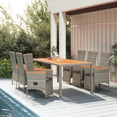 Set mobilier de grădină cu perne, 7 piese, gri, poliratan GartenMobel Dekor
