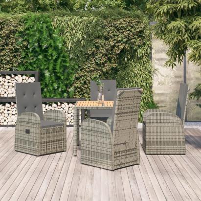 Set mobilier de grădină cu perne, 5 piese, gri, poliratan GartenMobel Dekor