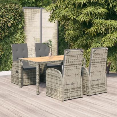 Set mobilier de grădină cu perne, 5 piese, gri, poliratan GartenMobel Dekor
