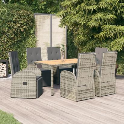 Set mobilier de grădină cu perne, 7 piese, gri, poliratan GartenMobel Dekor