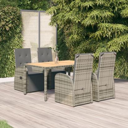 Set mobilier de grădină cu perne, 5 piese, gri, poliratan GartenMobel Dekor