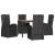 Set mobilier de grădină cu perne, 5 piese, negru, poliratan GartenMobel Dekor