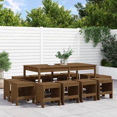 Set mobilier de grădină, 13 piese, maro miere, lemn masiv pin GartenMobel Dekor
