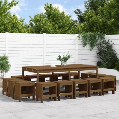 Set mobilier de grădină, 17 piese, maro miere, lemn masiv pin GartenMobel Dekor