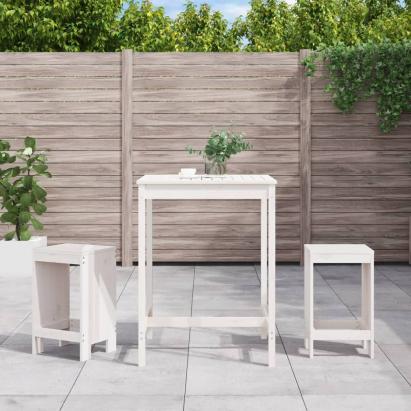 Set bar de grădină, 3 piese, alb, lemn masiv de pin GartenMobel Dekor