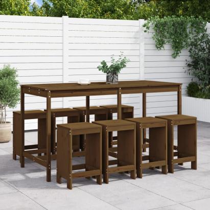 Set mobilier bar de grădină, 9 piese, maro miere lemn masiv pin GartenMobel Dekor