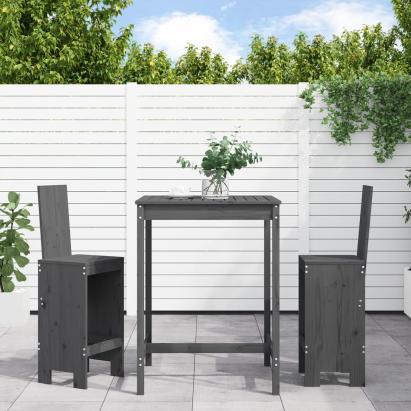 Set bar de grădină, 3 piese, gri, lemn masiv de pin GartenMobel Dekor