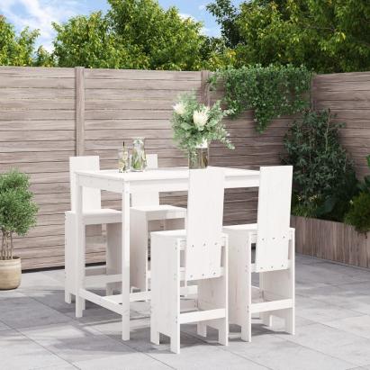 Set de bar pentru grădină, 5 piese, alb, lemn masiv de pin GartenMobel Dekor