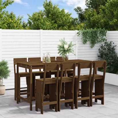 Set mobilier bar de grădină, 9 piese, maro miere lemn masiv pin GartenMobel Dekor