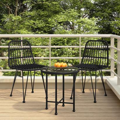 Set mobilier de grădină, 3 piese, negru, poliratan GartenMobel Dekor
