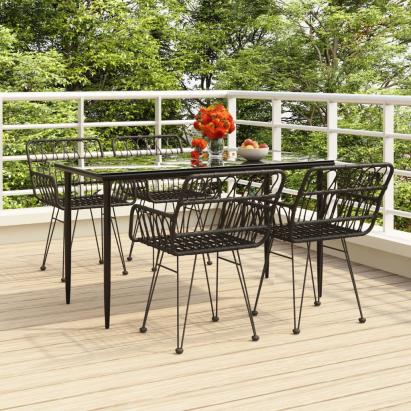 Set mobilier de grădină, 5 piese, negru, poliratan GartenMobel Dekor