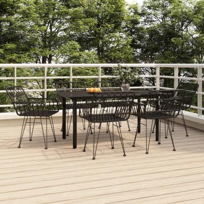 Set mobilier de grădină, 7 piese, negru, poliratan GartenMobel Dekor