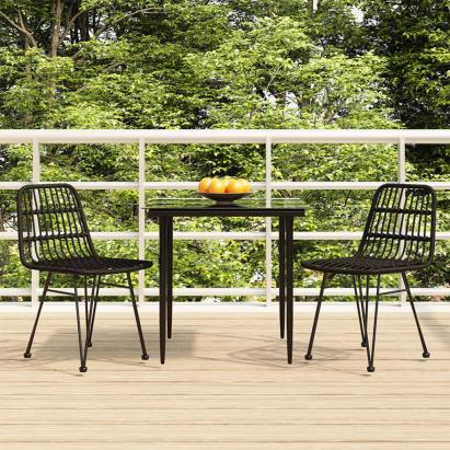 Set mobilier de grădină, 3 piese, negru, poliratan GartenMobel Dekor