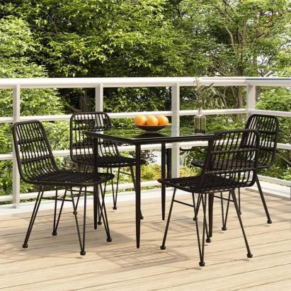 Set mobilier de grădină, 5 piese, negru, poliratan GartenMobel Dekor