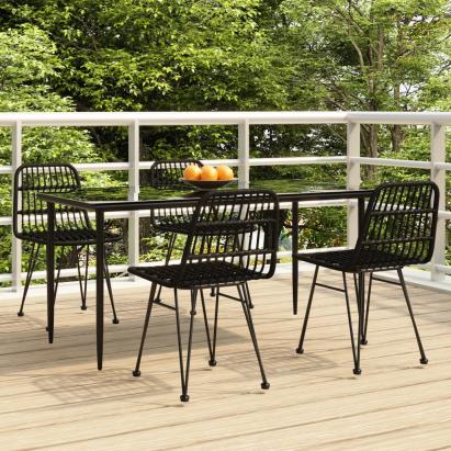 Set mobilier de grădină, 5 piese, negru, poliratan GartenMobel Dekor