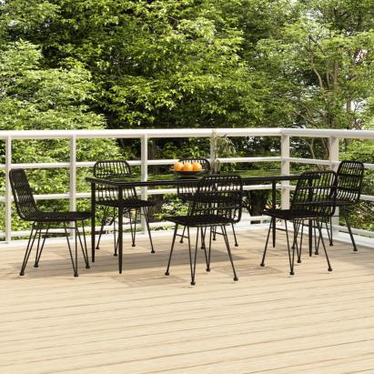 Set mobilier de grădină, 7 piese, negru, poliratan GartenMobel Dekor