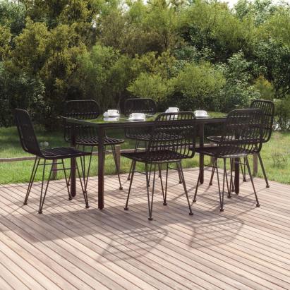 Set mobilier de grădină, 7 piese, negru, poliratan GartenMobel Dekor