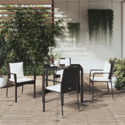 Set mobilier de grădină cu perne, 5 piese, negru, poliratan GartenMobel Dekor