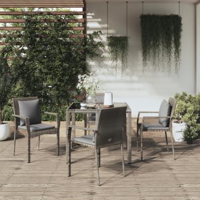 Set mobilier de grădină cu perne, 5 piese, gri, poliratan GartenMobel Dekor