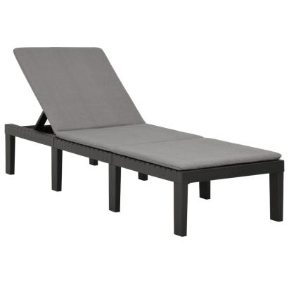 Șezlong pliabil cu pernă, antracit, plastic GartenMobel Dekor