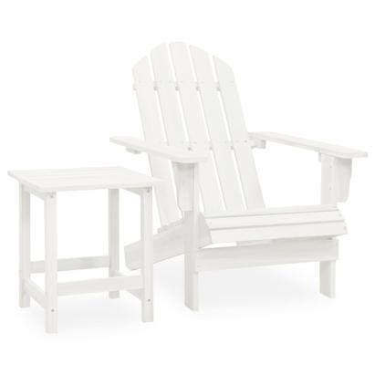 Scaun de grădină Adirondack cu masă, alb, lemn masiv de brad GartenMobel Dekor