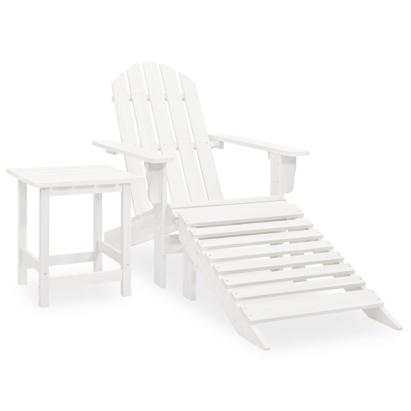 Scaun de grădină Adirondack cu masă&otoman, alb, lemn de brad GartenMobel Dekor