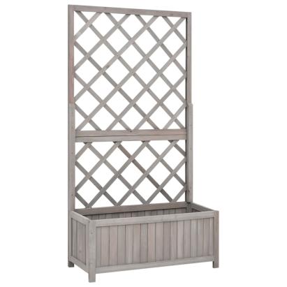 Jardinieră colț cu spalier, gri, 70x30x135 cm, lemn masiv brad GartenMobel Dekor