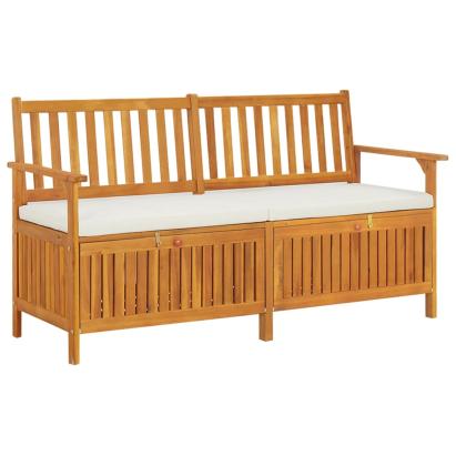Bancă de depozitare cu pernă, 148 cm, lemn masiv de acacia GartenMobel Dekor