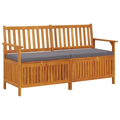Bancă de depozitare cu pernă, 148 cm, lemn masiv de acacia GartenMobel Dekor