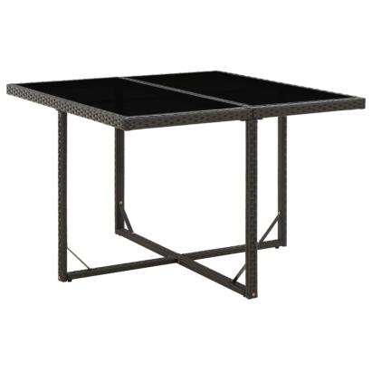 Masă de grădină, negru, 109x107x74 cm, poliratan și sticlă GartenMobel Dekor