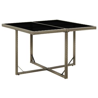 Masă de grădină, gri, 109x107x74 cm, poliratan și sticlă GartenMobel Dekor