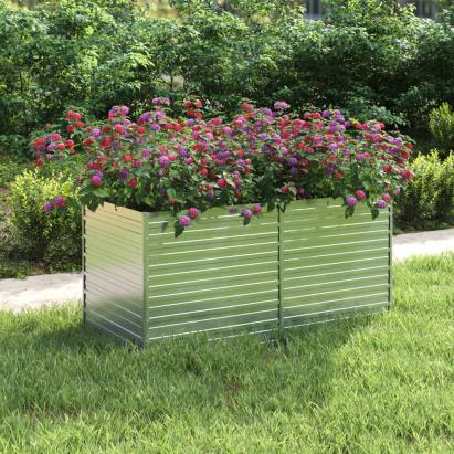 Strat înălțat de grădină argintiu 160x80x77 cm oțel galvanizat GartenMobel Dekor