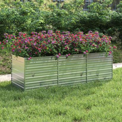 Strat înălțat de grădină argintiu 240x80x77 cm oțel galvanizat GartenMobel Dekor
